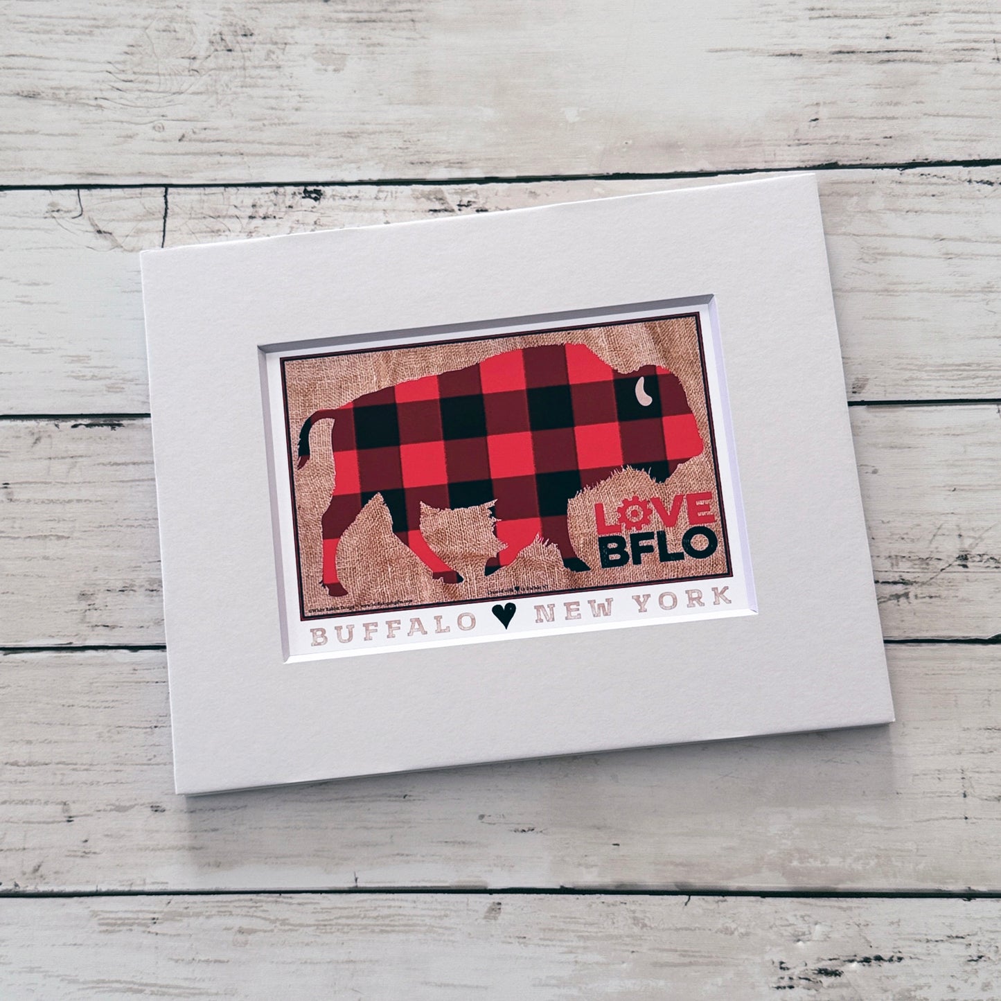 “Buffalo Plaid Bflo” matted print