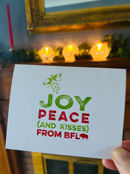 “Joy Peace Kisses” Christmas card / set of 6